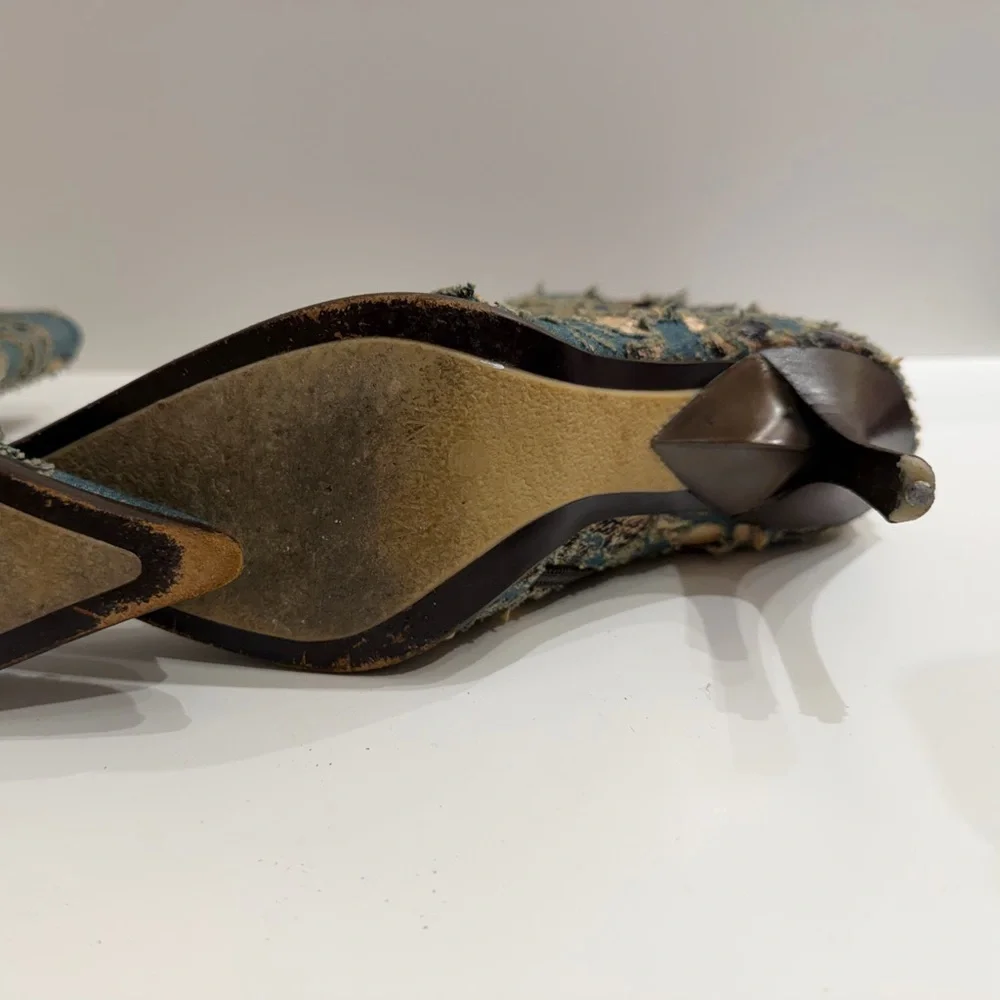 Denim Floral Embroidered Roberto Cavalli Ankle Boots - Picture 6 of 9